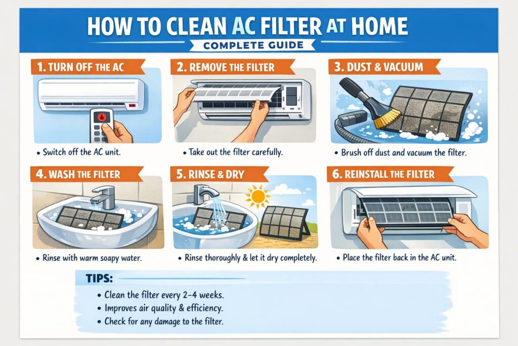 How to Clean AC Filter at Home – Complete Guide